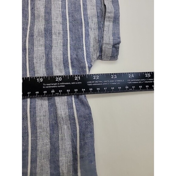Sigrid Olsen Women's Blue Stripes Linen Blend Short Sleeve Collared Top Sz Small - Picture 5 of 7